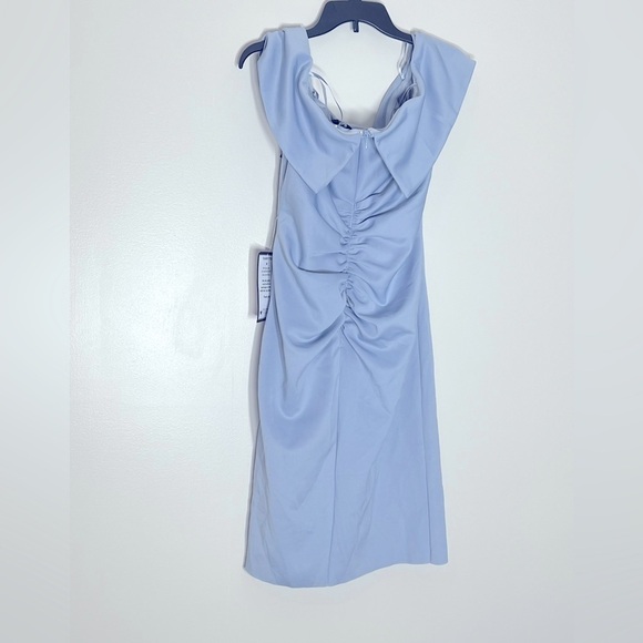 NWT Xscape Women's Off Shoulder Cocktail Dress Ruched Size 14 sky mist - Picture 5 of 9